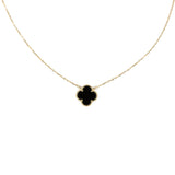 Златисто Сребърно Колие Детелина Със Черен Седеф S925