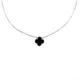 Златисто Сребърно Колие Детелина Със Черен Седеф S925