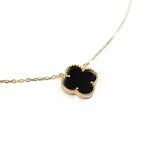 Златисто Сребърно Колие Детелина Със Черен Седеф S925