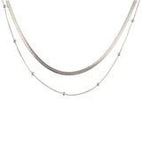 Двойно колие змийска плетка и нежни топчета