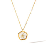 Колие Цвете със Седеф и 18К златно покритие, медицинска стомана, бохо стил, размер 40.5 cm.