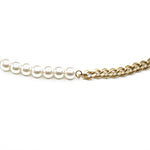 Колие с перли и златен синджир, хипоалергенна медицинска стомана, 41 см, 18К златно покритие.