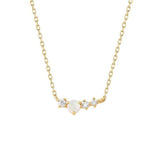 Сребърно колие с опал и диамант, покритие от 18K злато, елегантен и изискан дизайн.