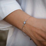 Сребърна Гривна Hamsa със Сини Кристали S925