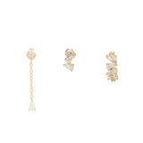 Сребърен сет обеци 3бр Trinity Gold S925