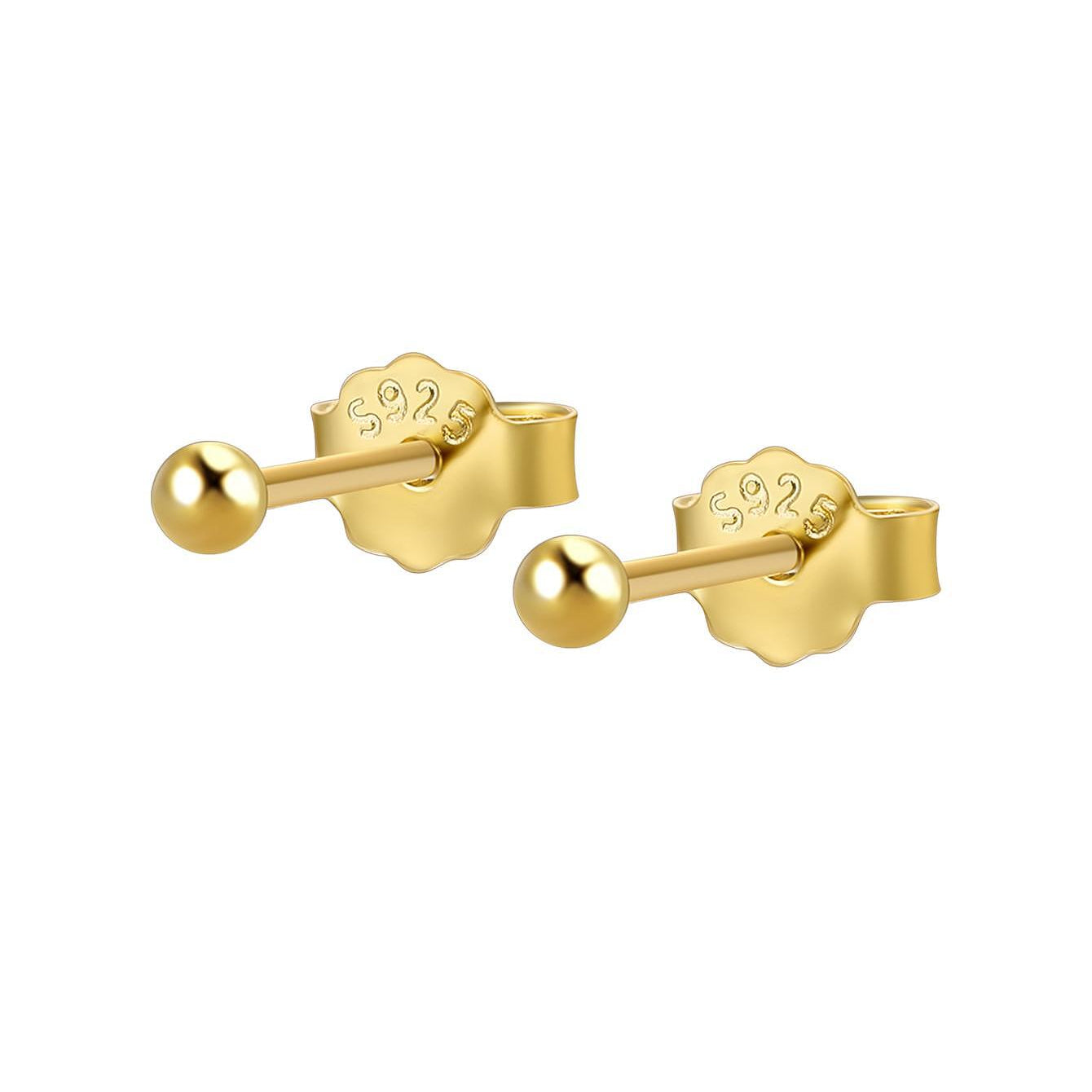 Златисти обеци Golden Duo S925 с минималистичен дизайн, идеални за две пиърсинг дупки.