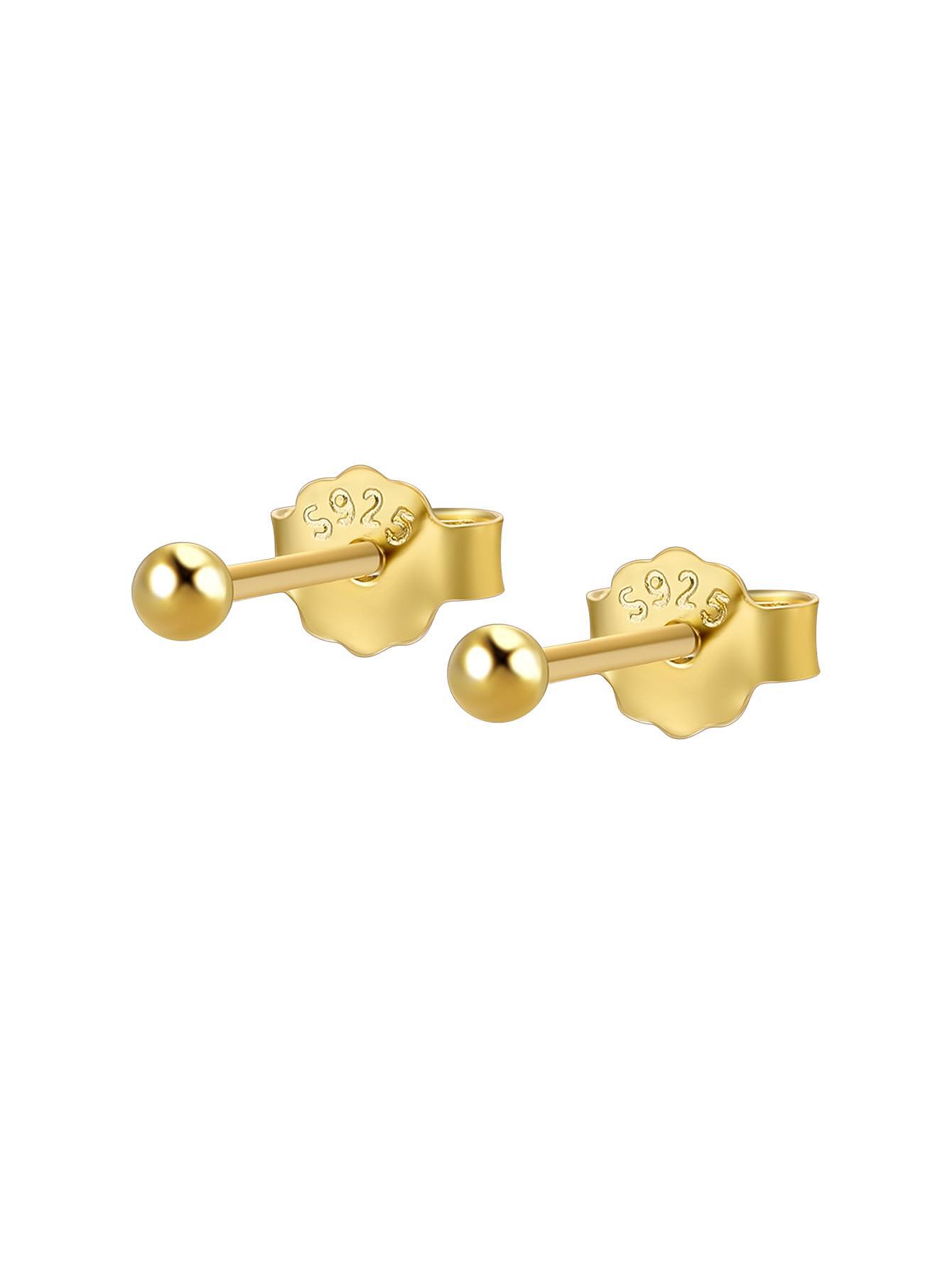 Златисти обеци Golden Duo S925 с минималистичен дизайн, идеални за две пиърсинг дупки.