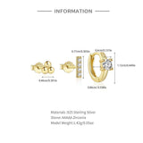 Сребърен сет обеци 3бр Trinity Gold S925