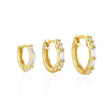 Сребърен сет обеци 3бр Glossy Hoops Gold S925