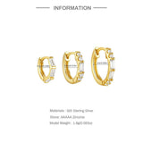 Сребърен сет обеци 3бр Glossy Hoops Gold S925
